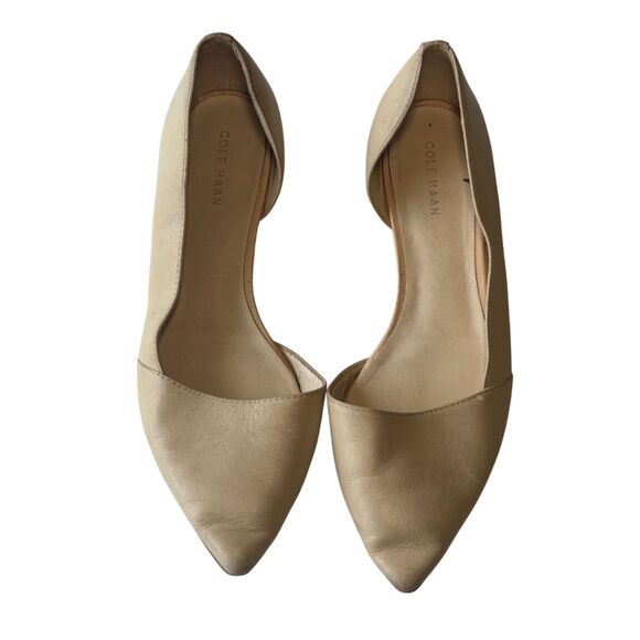 Cole Haan Nude Suede D’Orsay Flats | Pointed Toe Ballet Shoes - Picture 2 of 6